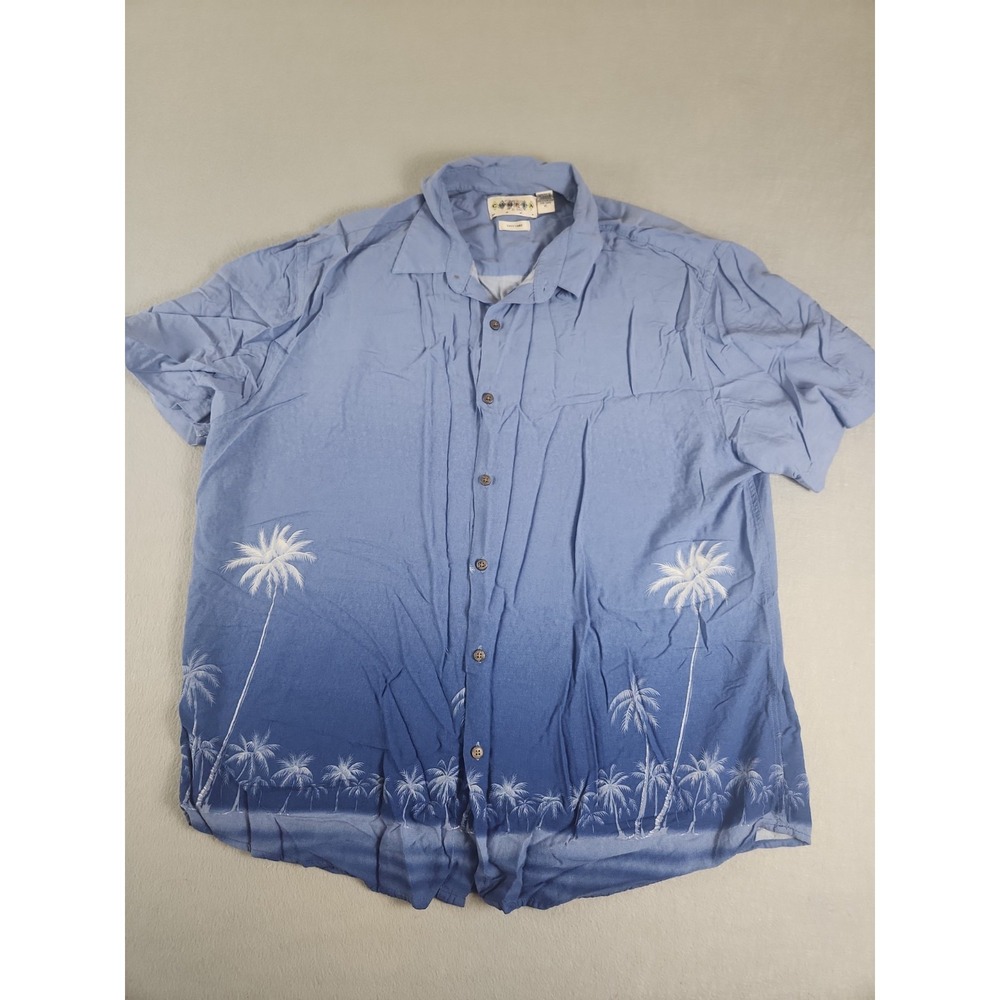 Campia Moda Shirt Men's Xl Blue Short Sleeve Hawaiin Button up